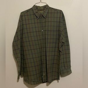 Bill Blass Vintage 1980’s Green Plaid Dress Shirt (Extra Large)